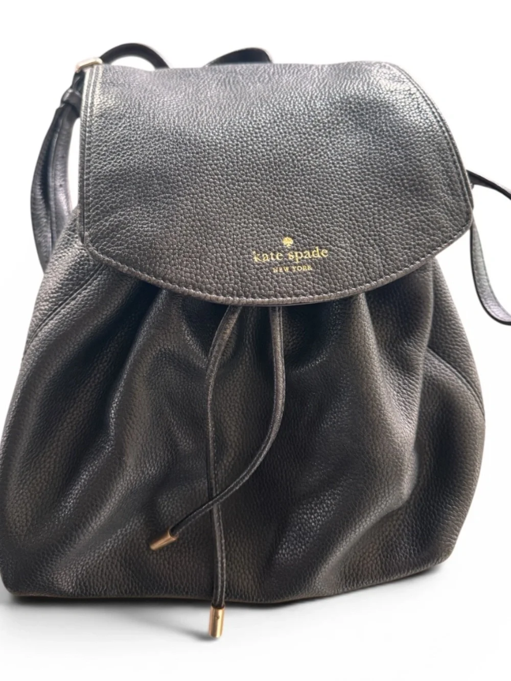 Kate Spade New York Black Pebbled Leather Backpack Purse Convertible Bag